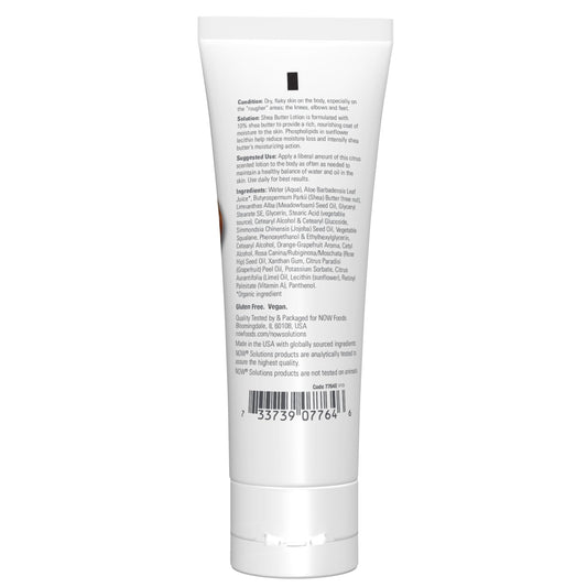 NOW Solutions shea butter lotion creamy texture close-up demonstrating rich hydration