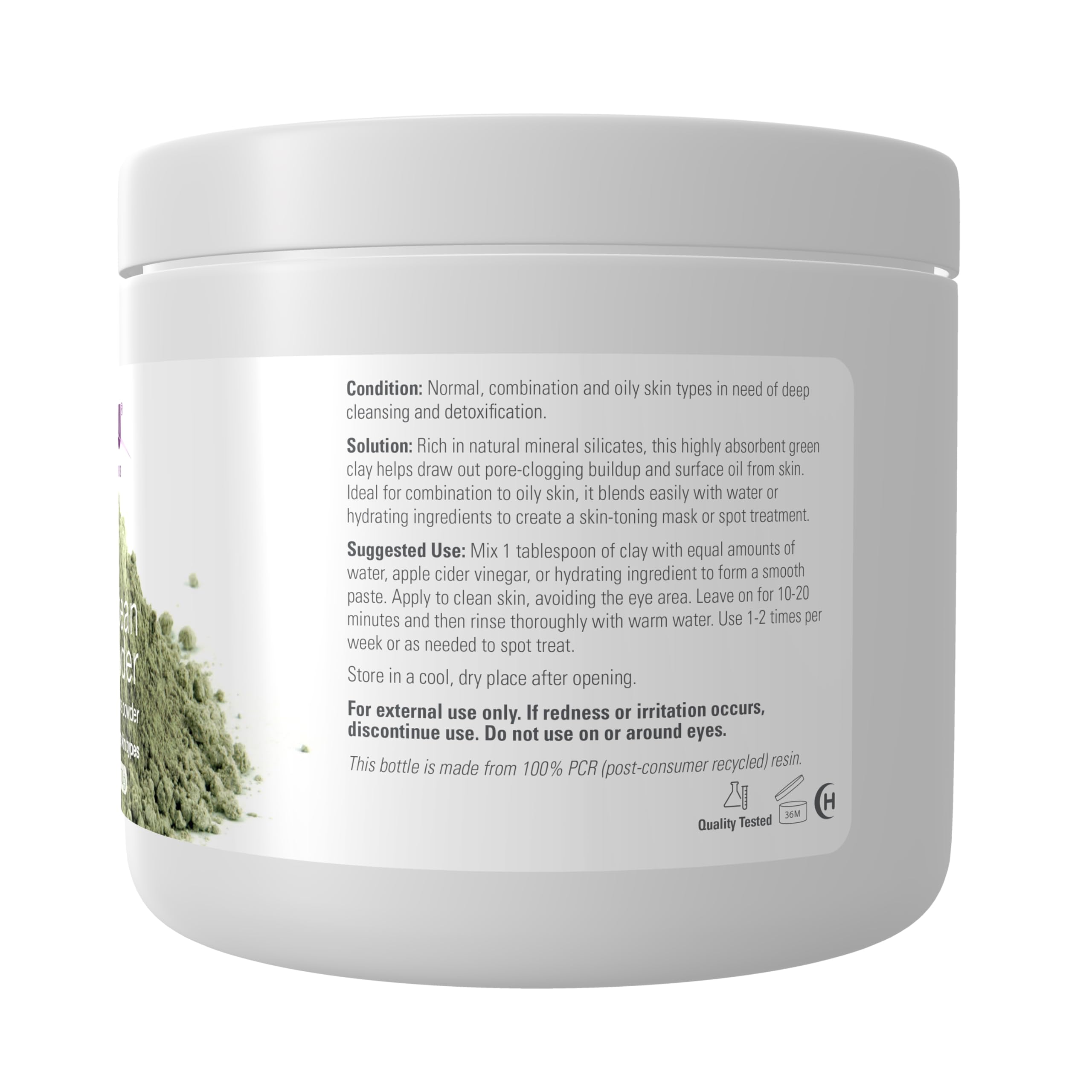 NOW Solutions close-up powder texture highlighting fine montmorillonite grain for smooth masks