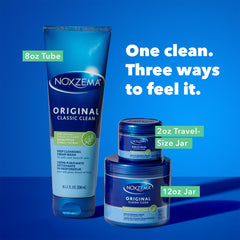 Angled view of Noxzema tub seal and lid indicating freshness protection
