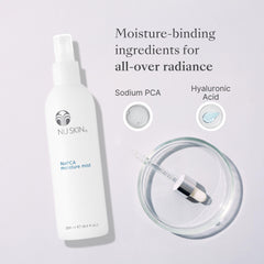 Nu Skin spray detangling hair to improve manageability and shine