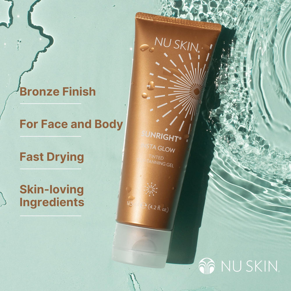 Nu Skin Sunright gel texture closeup demonstrating fast-absorbing finish