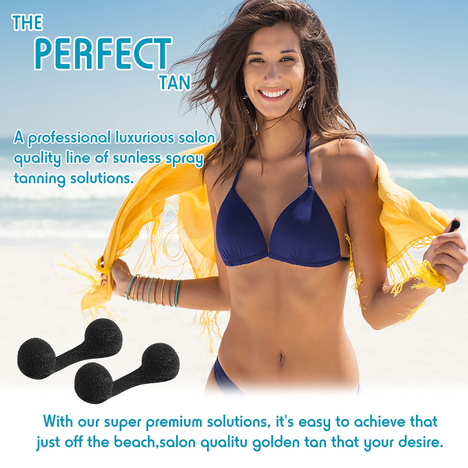 Nuanchu used during a spray tanning session demonstrating protection from tanning mist