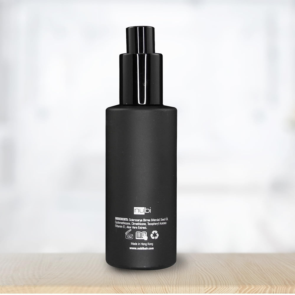 Nubi Hair on bathroom shelf styled with towels for everyday styling convenience