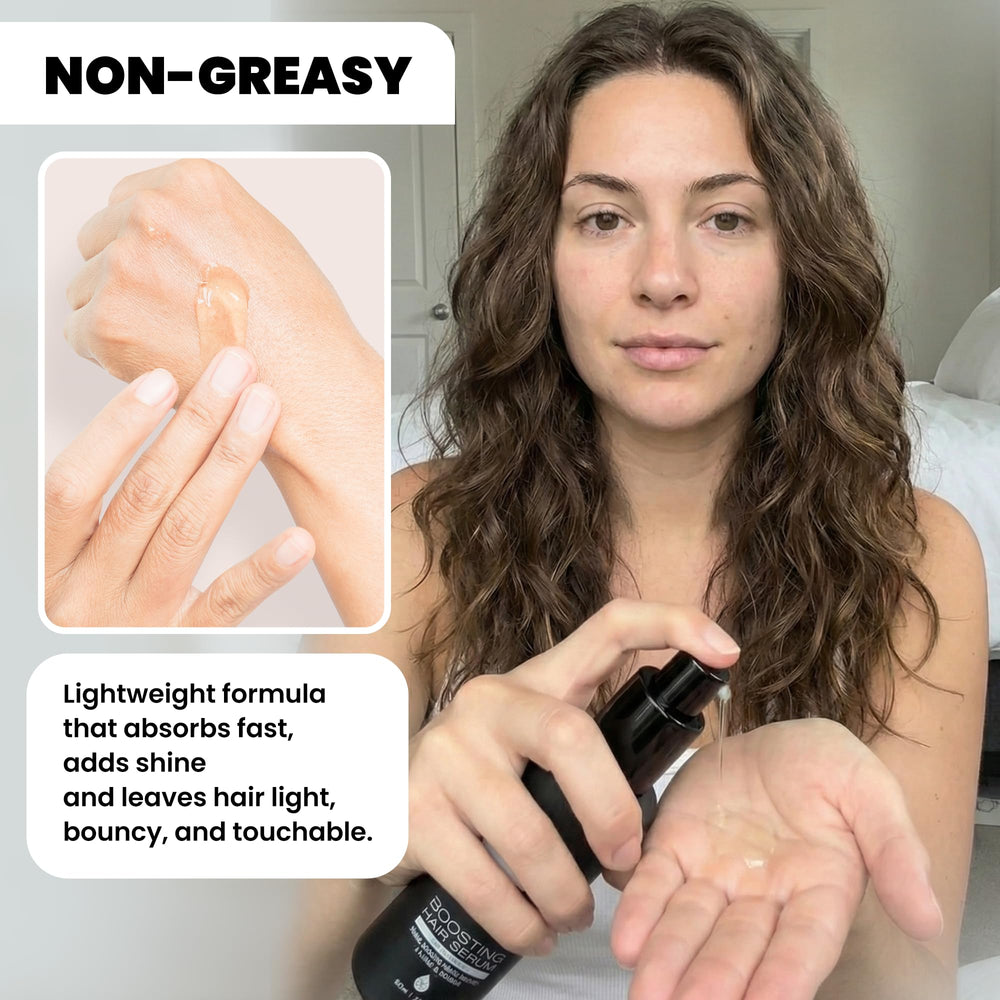 Nubi Hair applied to damp hair showing detangling and smoothing action