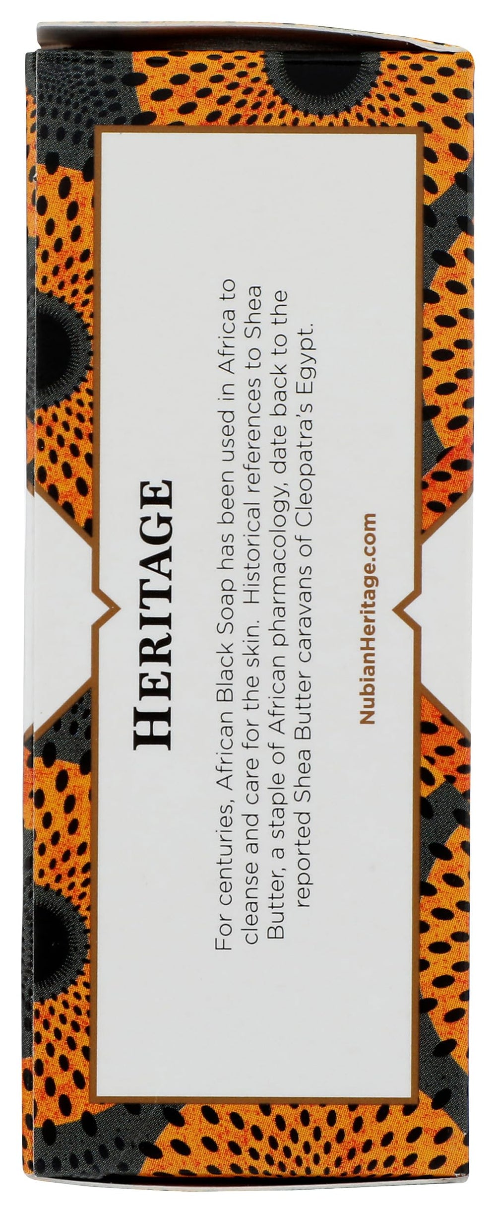 Nubian Heritage ingredients label highlighting natural botanical components