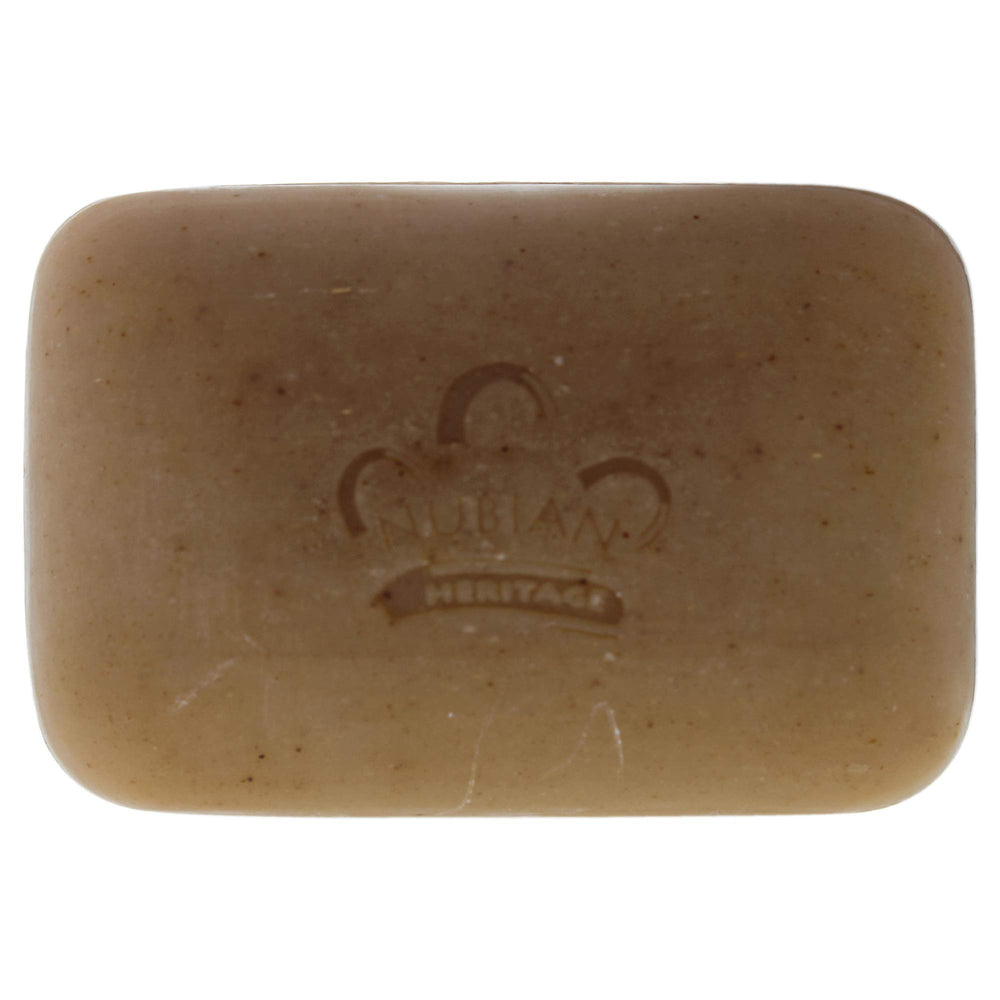 Close-up of Nubian Heritage bar producing creamy lather to demonstrate gentle cleansing