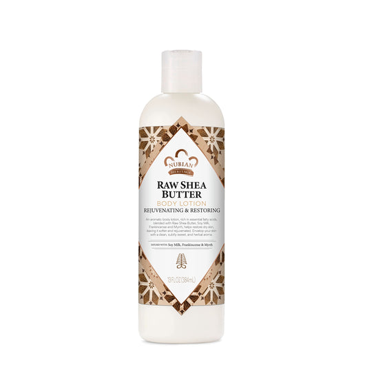 Nubian Heritage front bottle showing label and 13 oz size benefit: clear ingredient focus