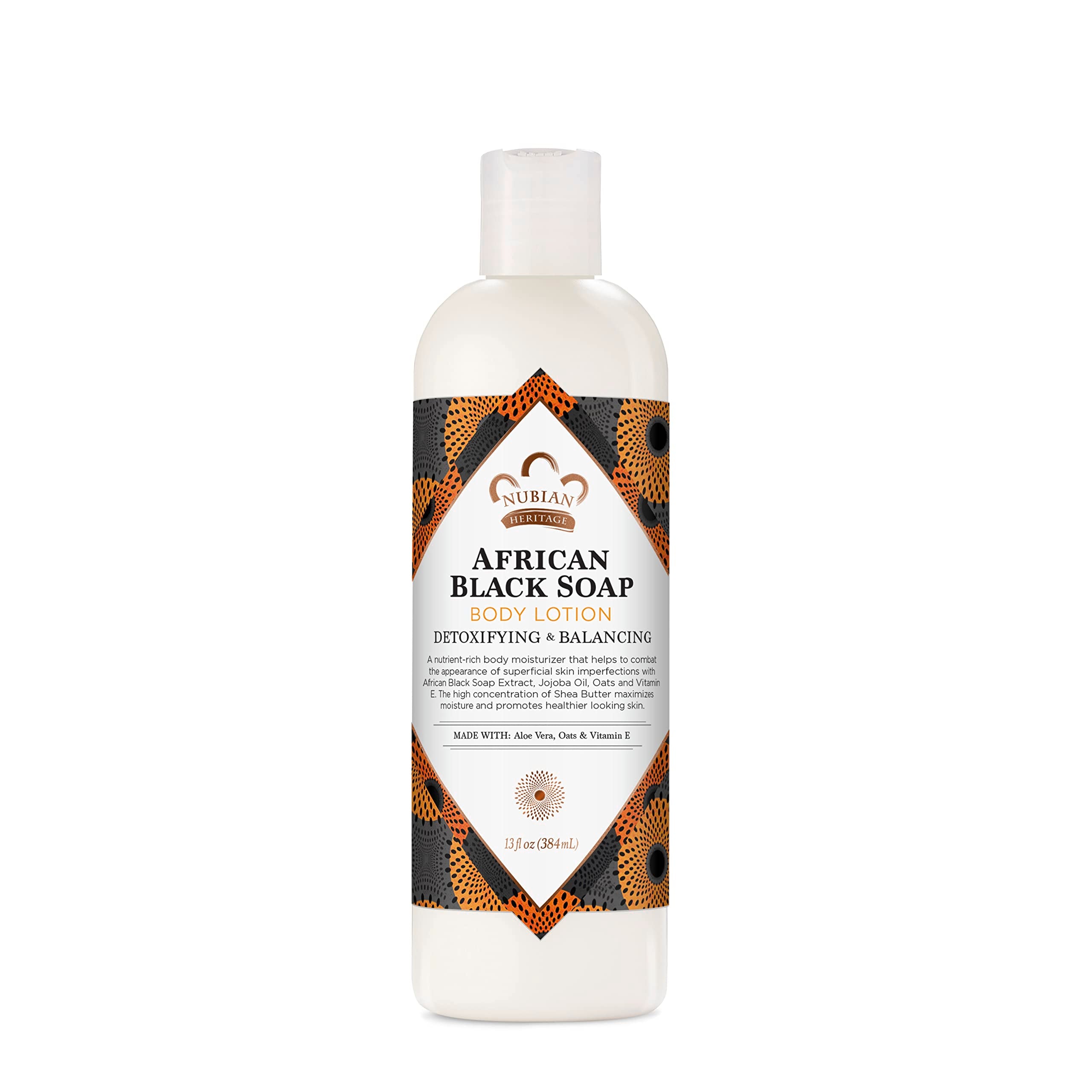 Nubian Heritage front packaging showcasing product benefits and natural formula