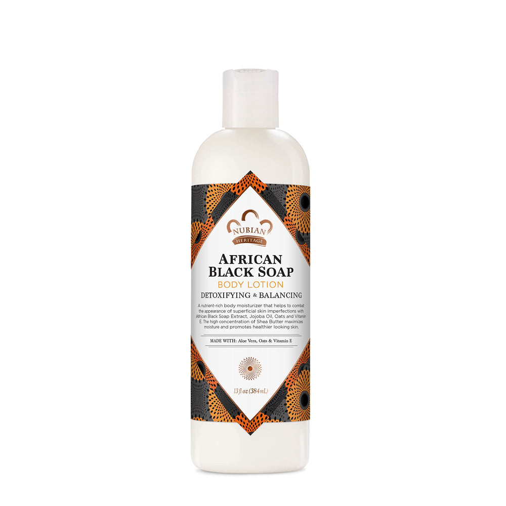 Nubian Heritage front packaging showcasing product benefits and natural formula