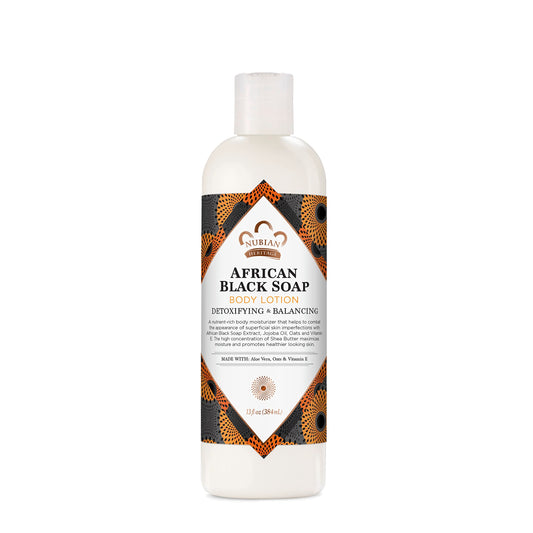 Nubian Heritage front packaging showcasing product benefits and natural formula
