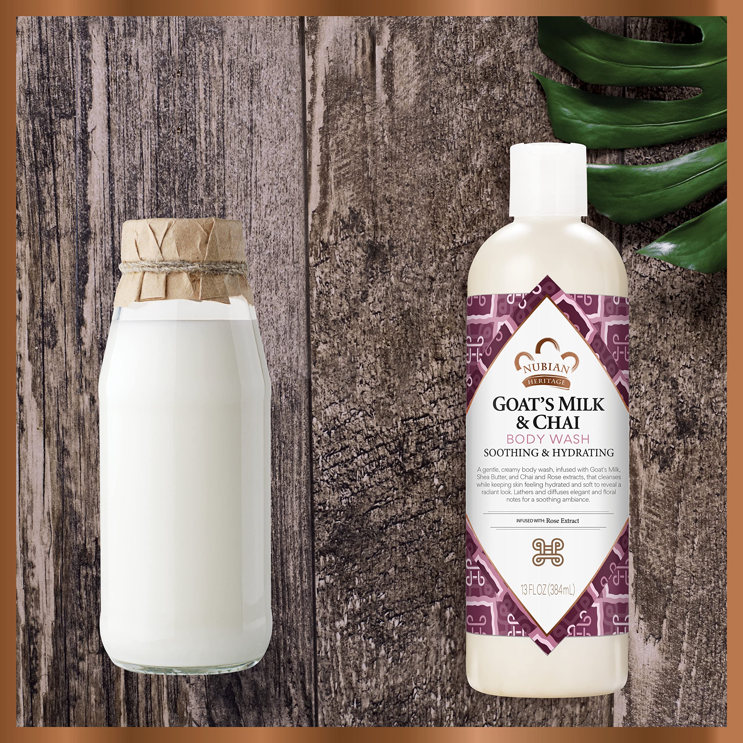 Nubian Heritage body wash in use in shower for a calming routine