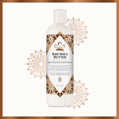 Nubian Heritage lotion on a bathroom shelf in use context promoting daily ritual hydration