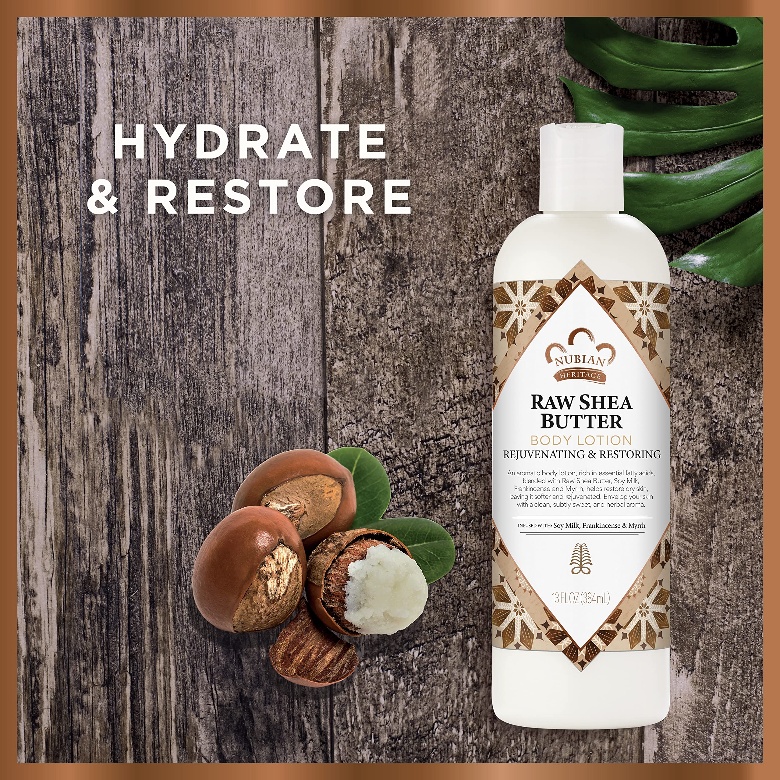 Nubian Heritage lotion texture close-up showing creamy shea-rich finish for smooth skin