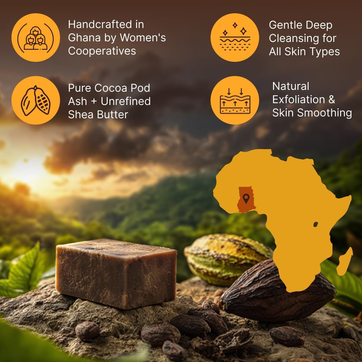 Nubiana soap on bathroom shelf in lifestyle setting suggesting natural care