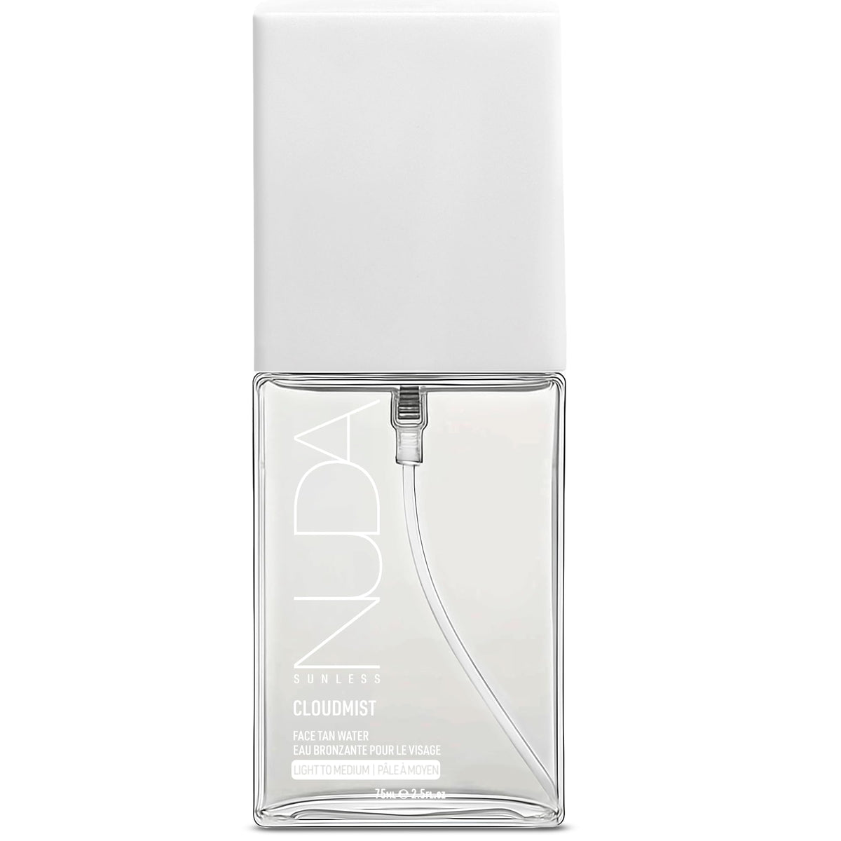 Nuda CloudMist front bottle showing packaging and travel size benefit