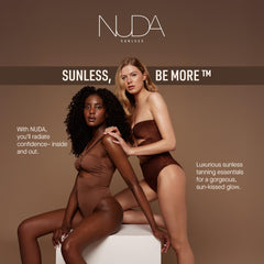 Nuda CloudMist beside a travel bag illustrating portable, on-the-go glow