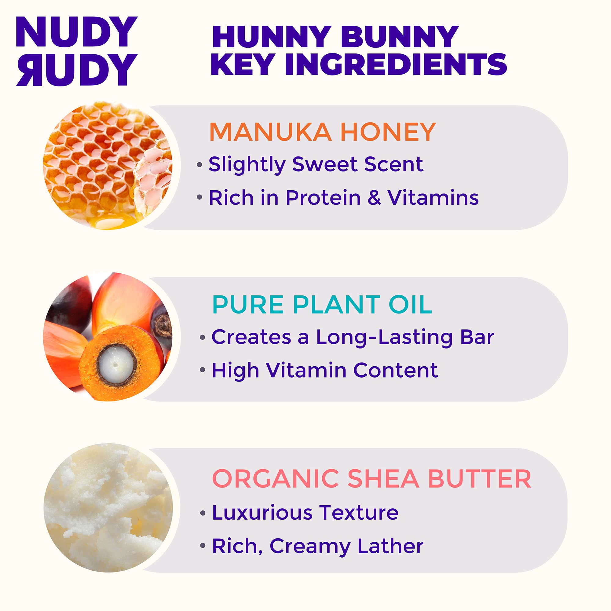 Nudy Rudy Hunny Bunny producing thick foam in hand demonstrating smooth shave-ready lather