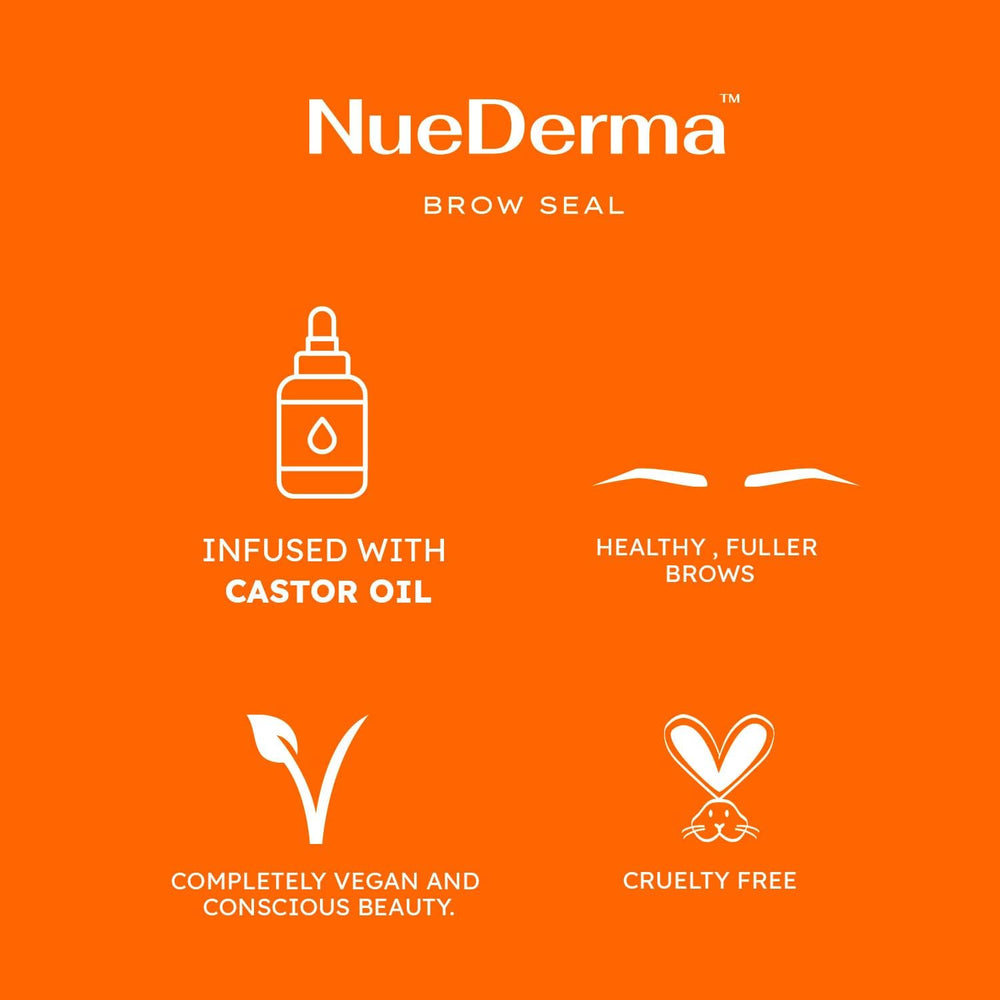 NueDerma product label close-up highlighting castor oil ingredient for softer hairs