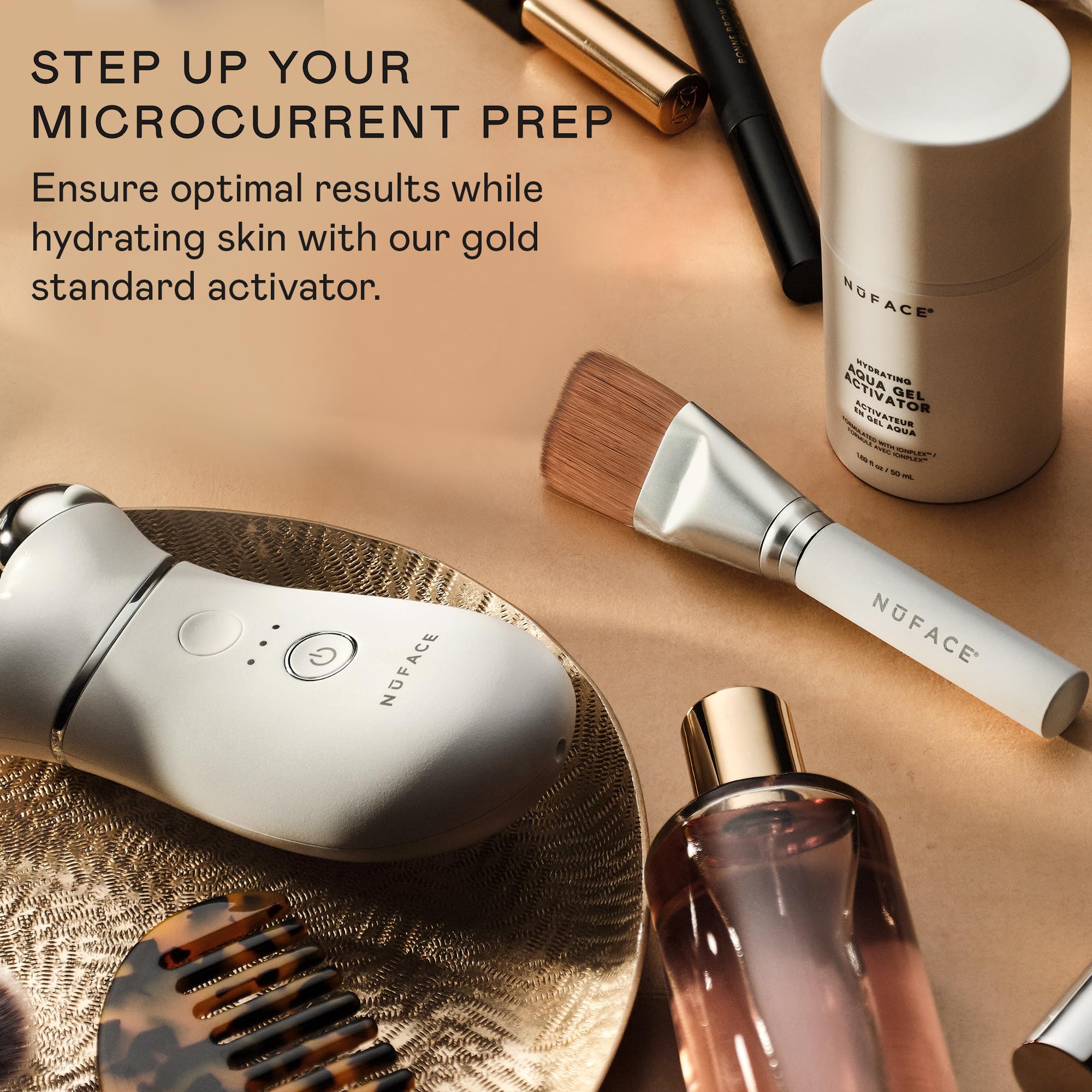 NuFACE gel spread on skin showing even application and hydration