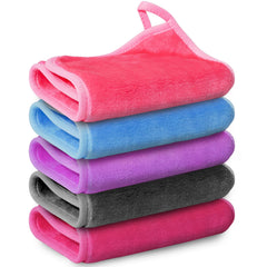 NUGILLA front pack showing five colorful reusable face towels and eco benefits