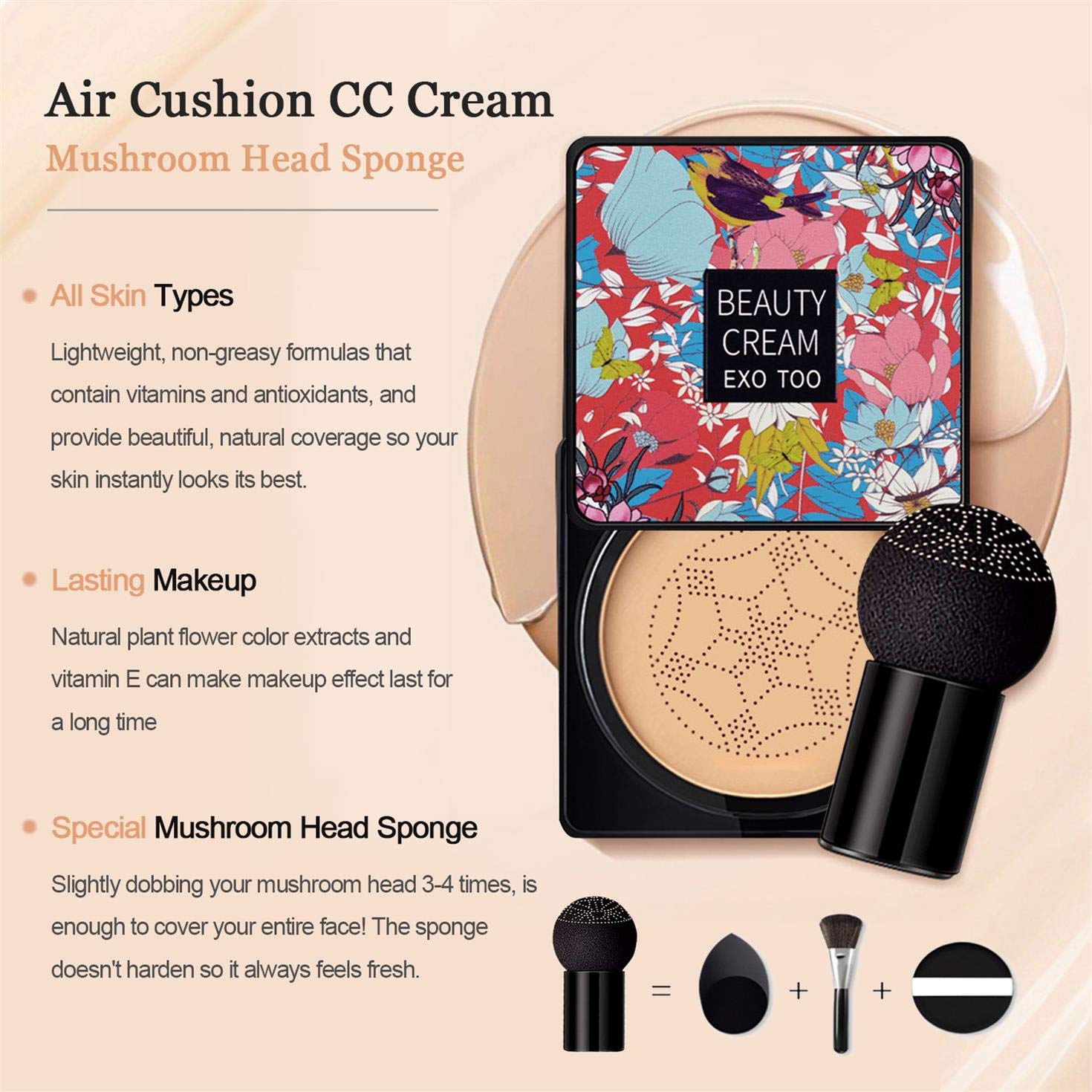 NUIBO mushroom sponge close-up soft texture for even application