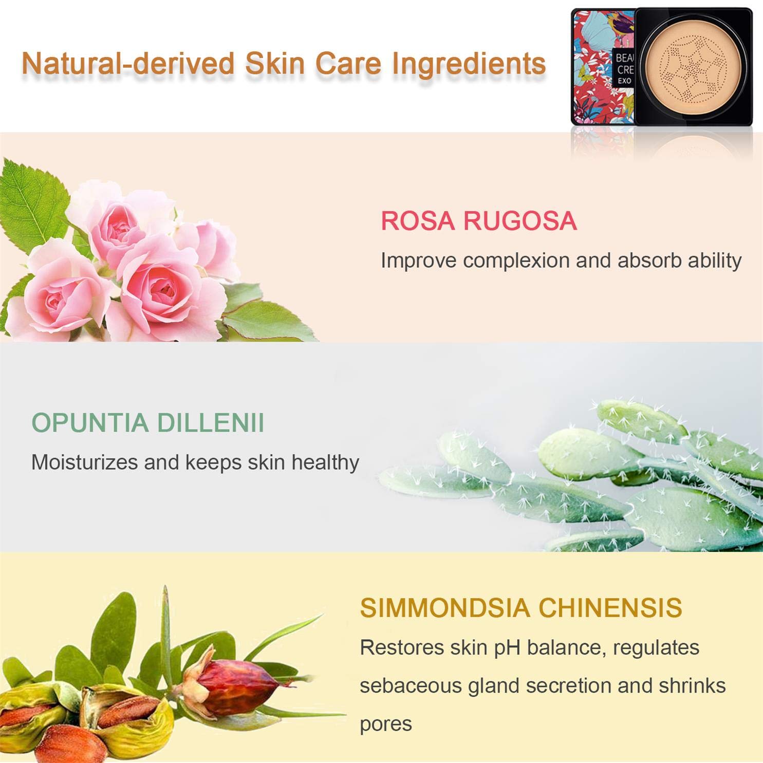 NUIBO cushion compact in hand showing size and travel-friendly benefit