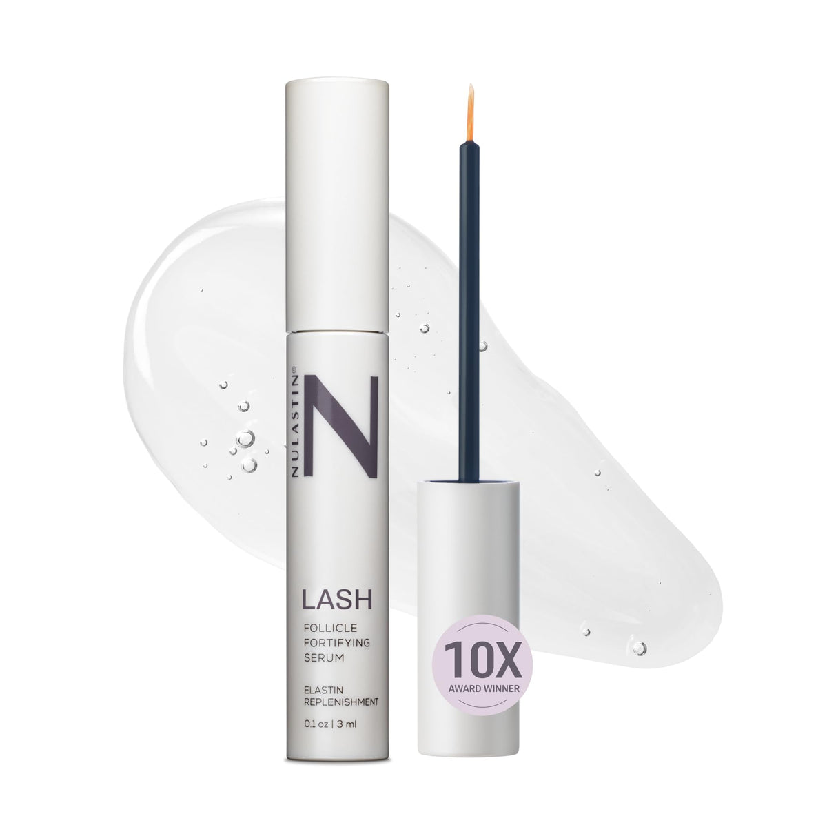 NULASTIN bottle front view showing product and benefit of enhanced lashes