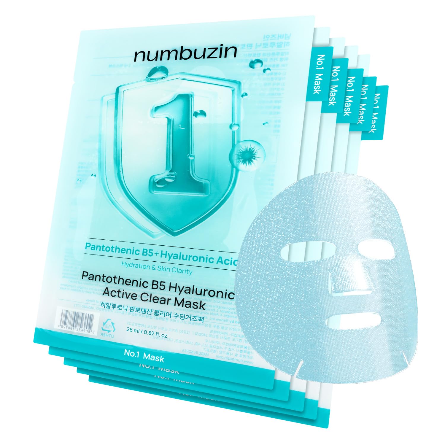 numbuzin front packaging showing five sheet masks and benefits