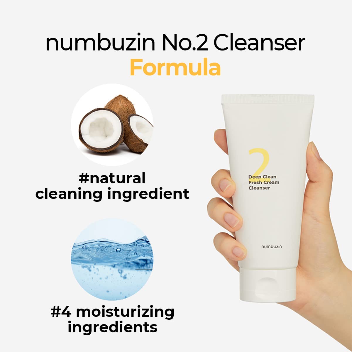numbuzin label ingredients detail highlighting natural surfactants and moisturizing benefit