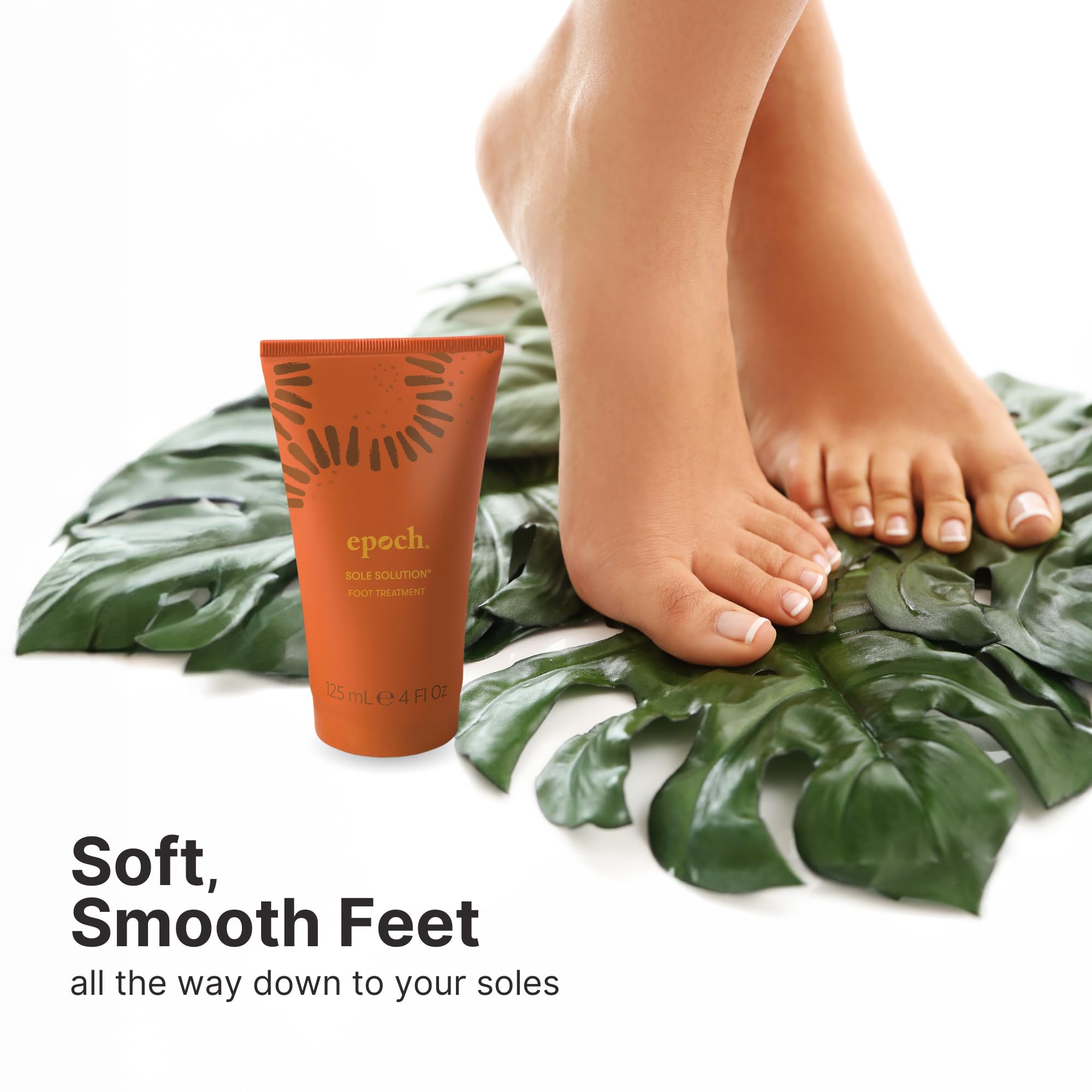 Applying Nu Skin Epoch Sole Solution to heel demonstrating targeted hydration