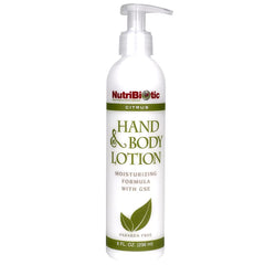 NutriBiotic citrus lotion front packaging showing 8 fl oz bottle and clear branding for easy ID