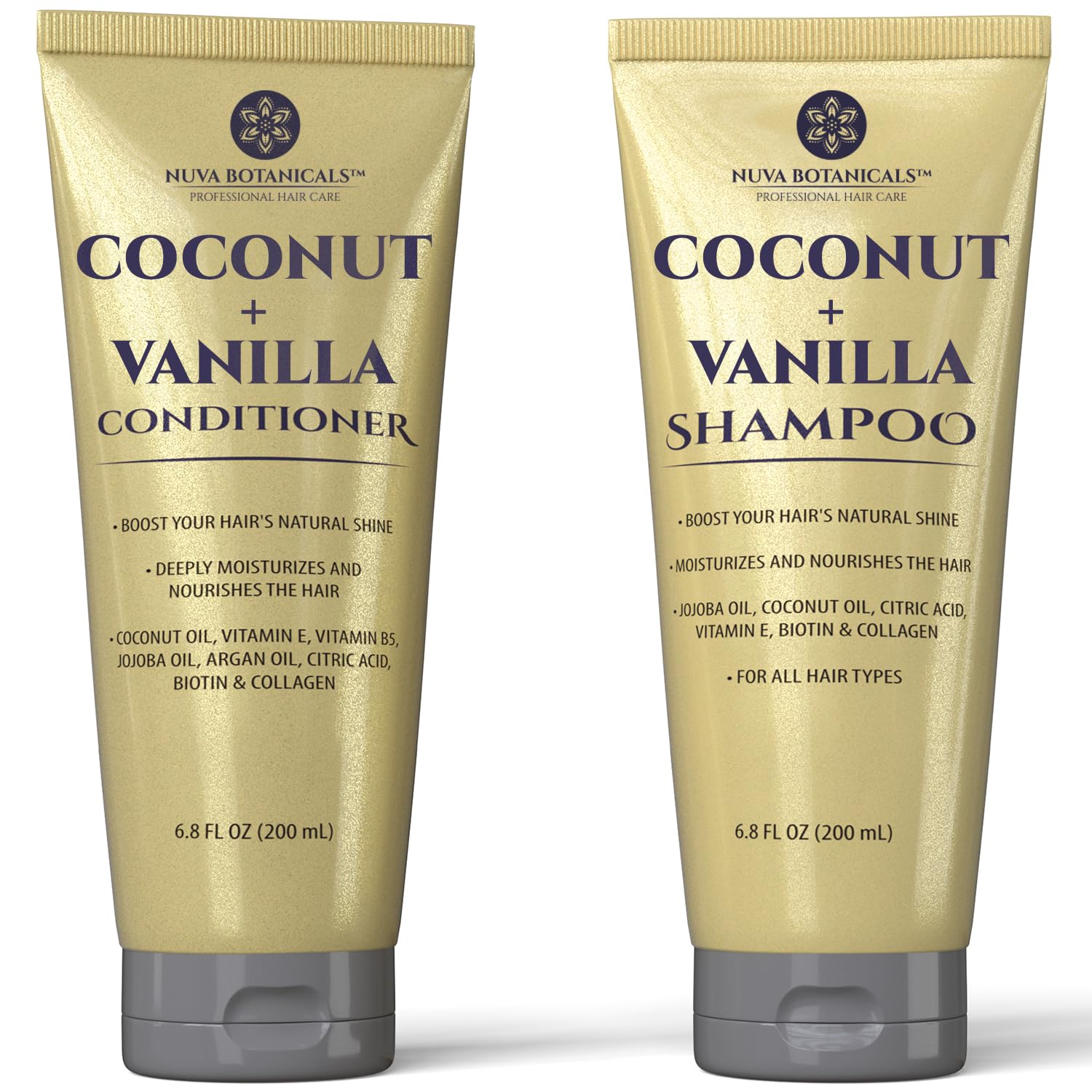 Nuva Botanicals front packaging showing coconut vanilla scent and benefits