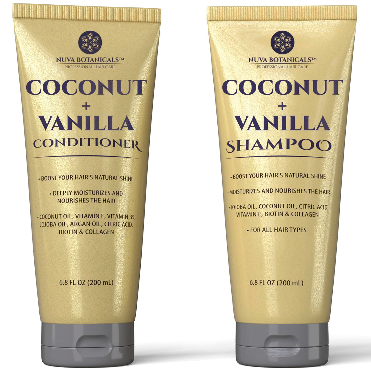 Nuva Botanicals front packaging showing coconut vanilla scent and benefits