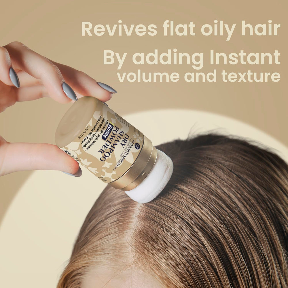 Nuva Botanicals in lifestyle scene with woman using product for quick styling boost