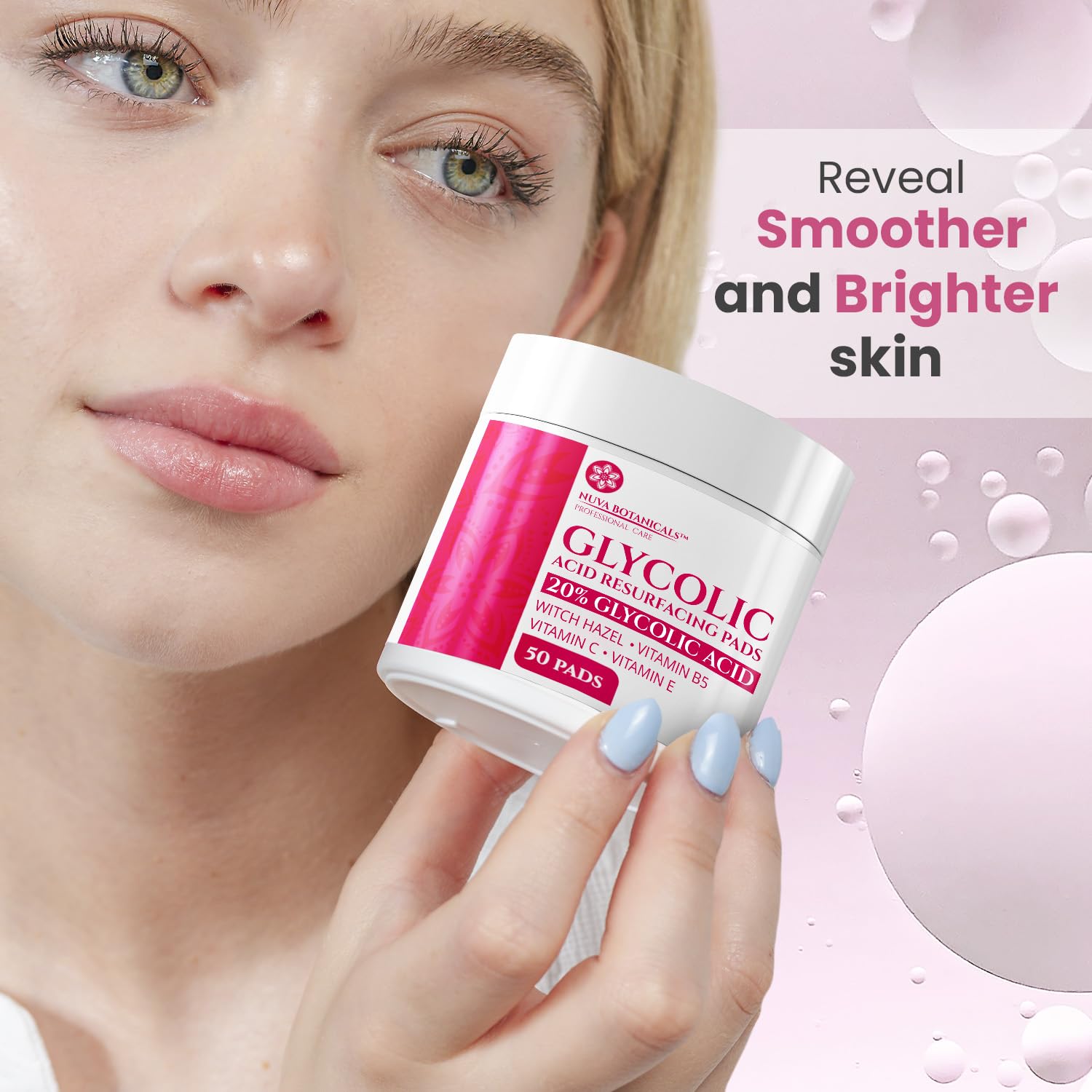 Nuva Botanicals pad texture closeup revealing saturated pad surface for effective exfoliation