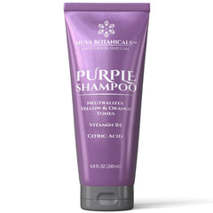 Nuva Botanicals front bottle view showing purple shampoo and benefits