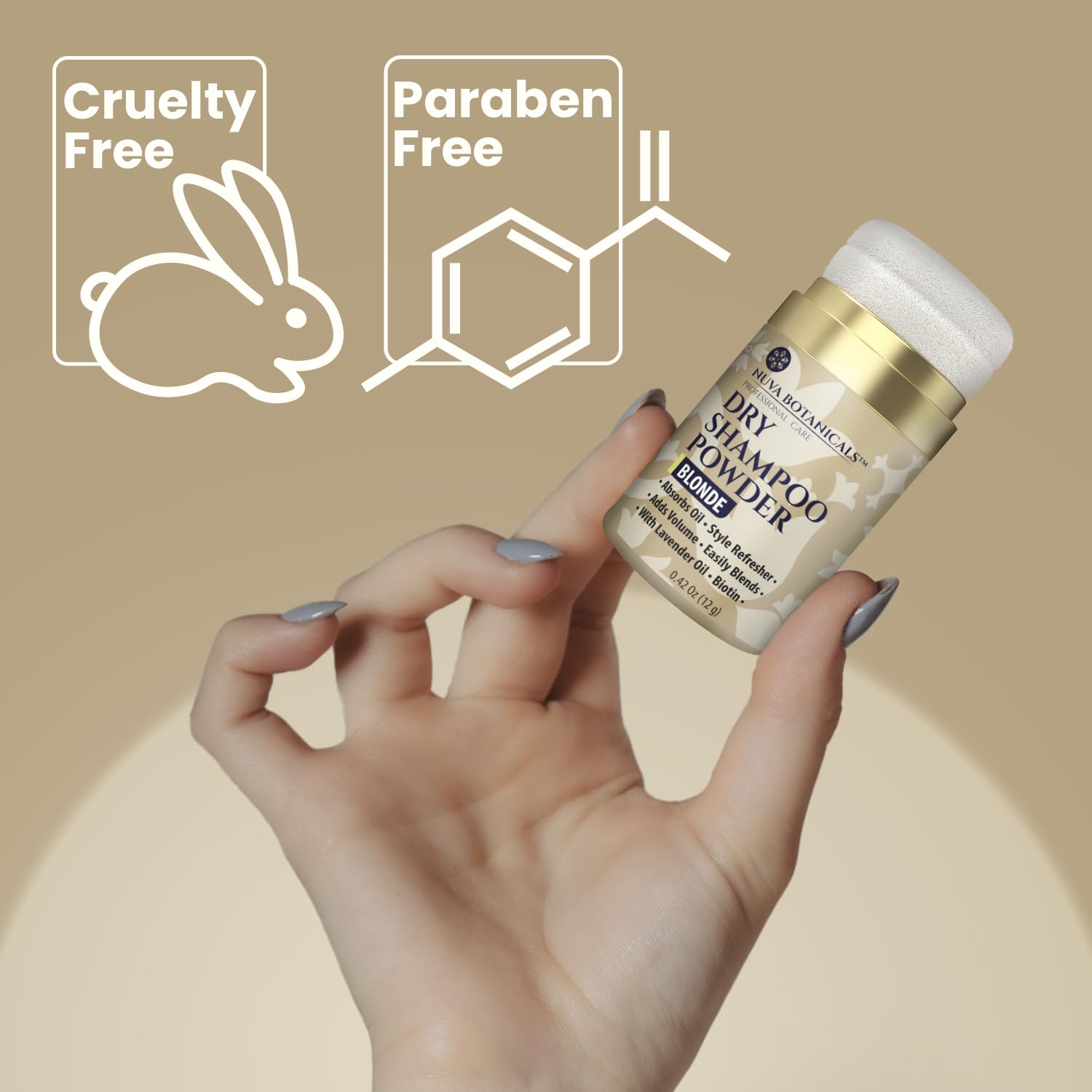 Nuva Botanicals mini jar inside a purse for easy on-the-go touch-ups