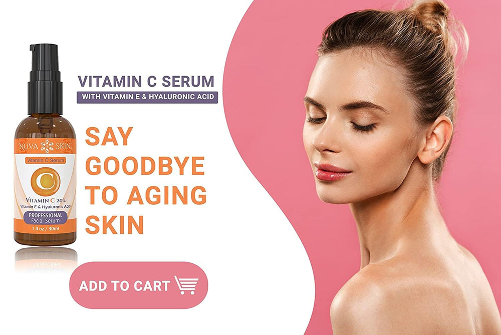 Nuva Skin bottle on vanity promoting easy daily routine benefit
