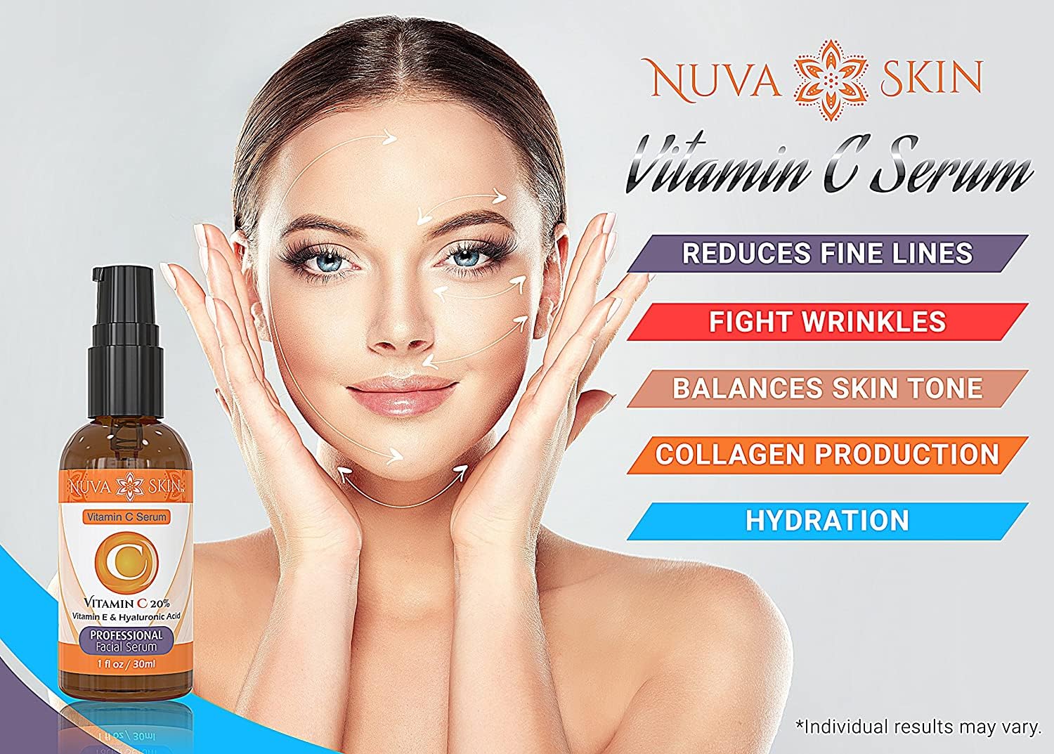Nuva Skin serum texture close-up highlighting lightweight hydration benefit