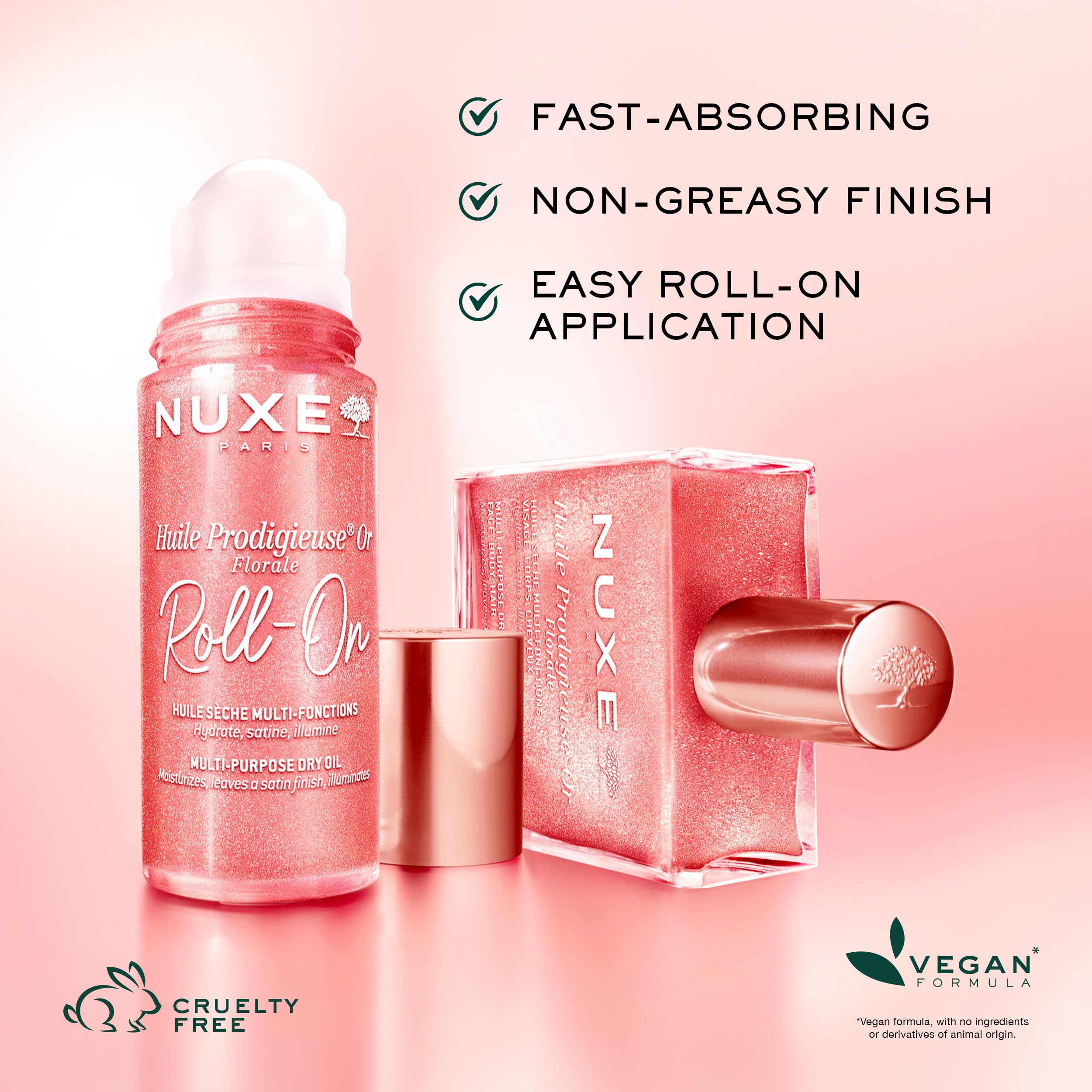 NUXE applied to cheekbone showing luminous highlight and natural-looking radiance