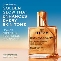 NUXE shimmer particles close-up revealing pearly illuminating finish