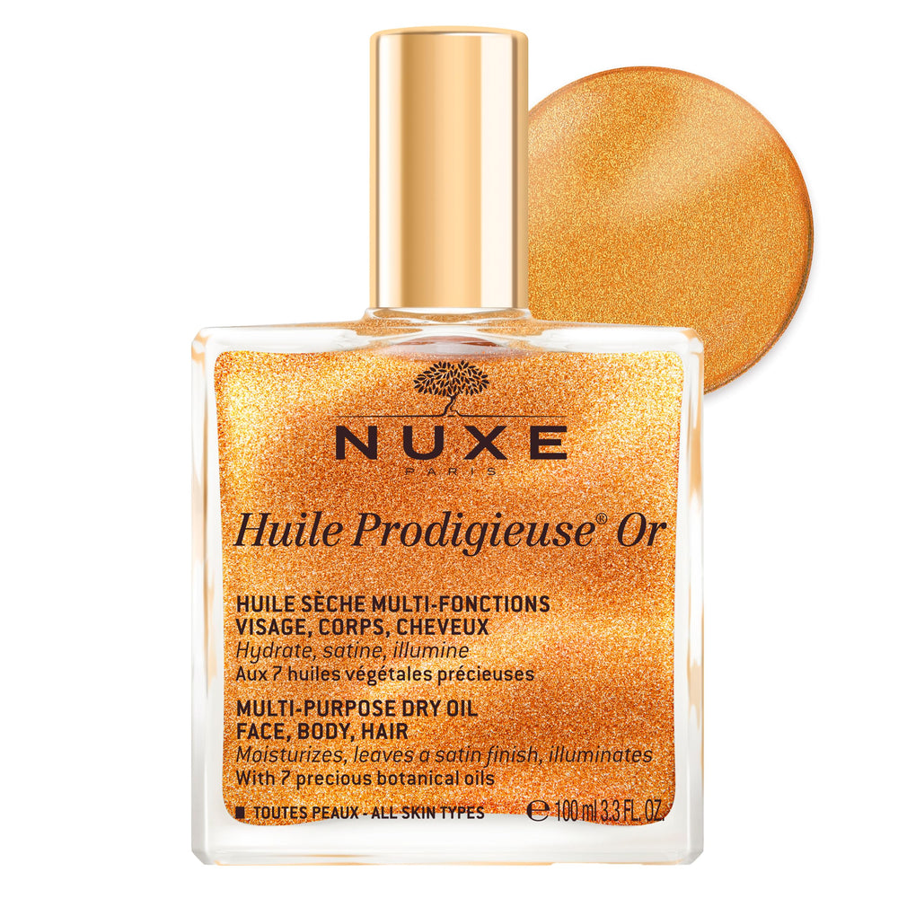 NUXE bottle front view showing elegant packaging and product benefit