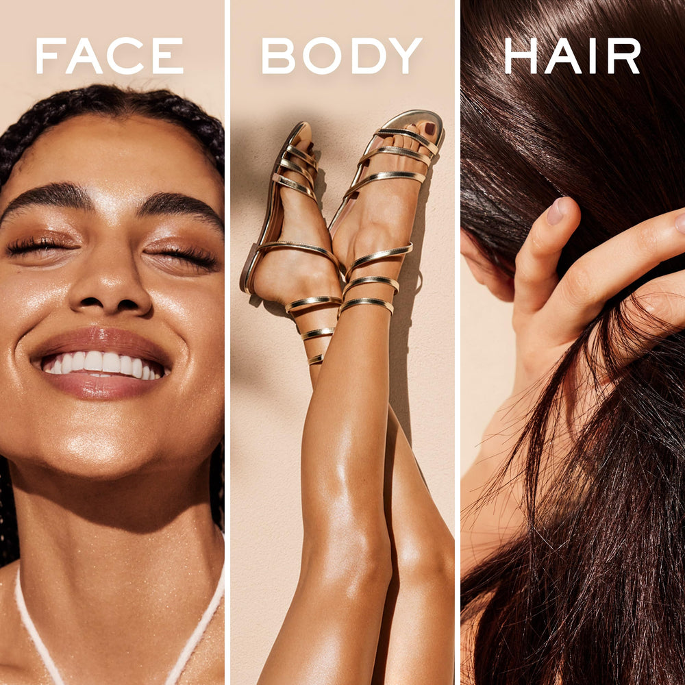 NUXE oil on hair demonstrating added shine and softness benefit