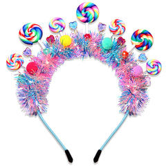 NVENF front view showing colorful lollipop headband, playful party accent