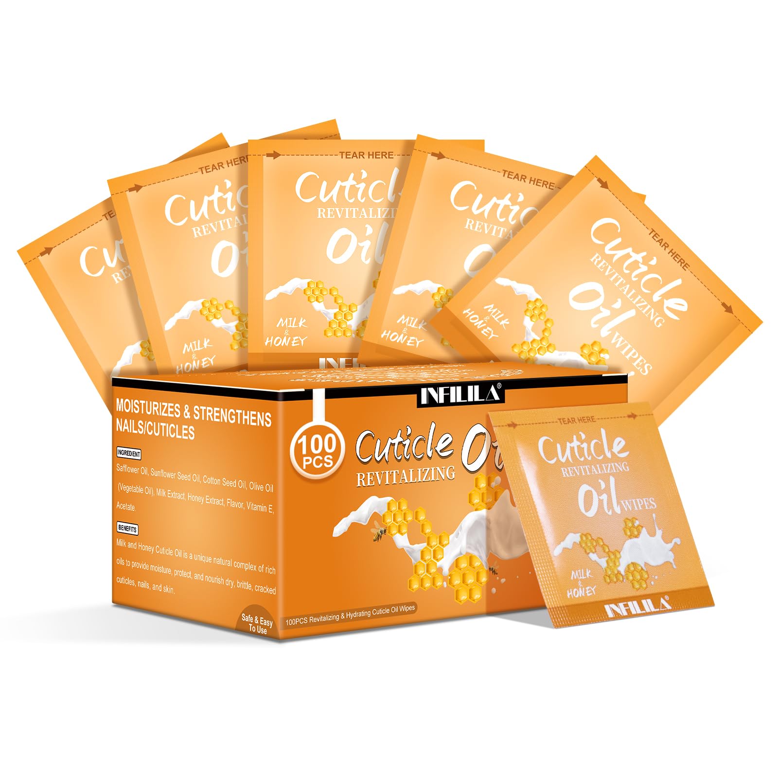 NXJ INFILILA front box showing pack of 100 pads and travel convenience