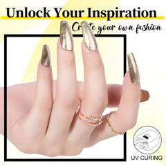 NXJ INFILILA gel used as nail art liner creating crisp gold accents and definition