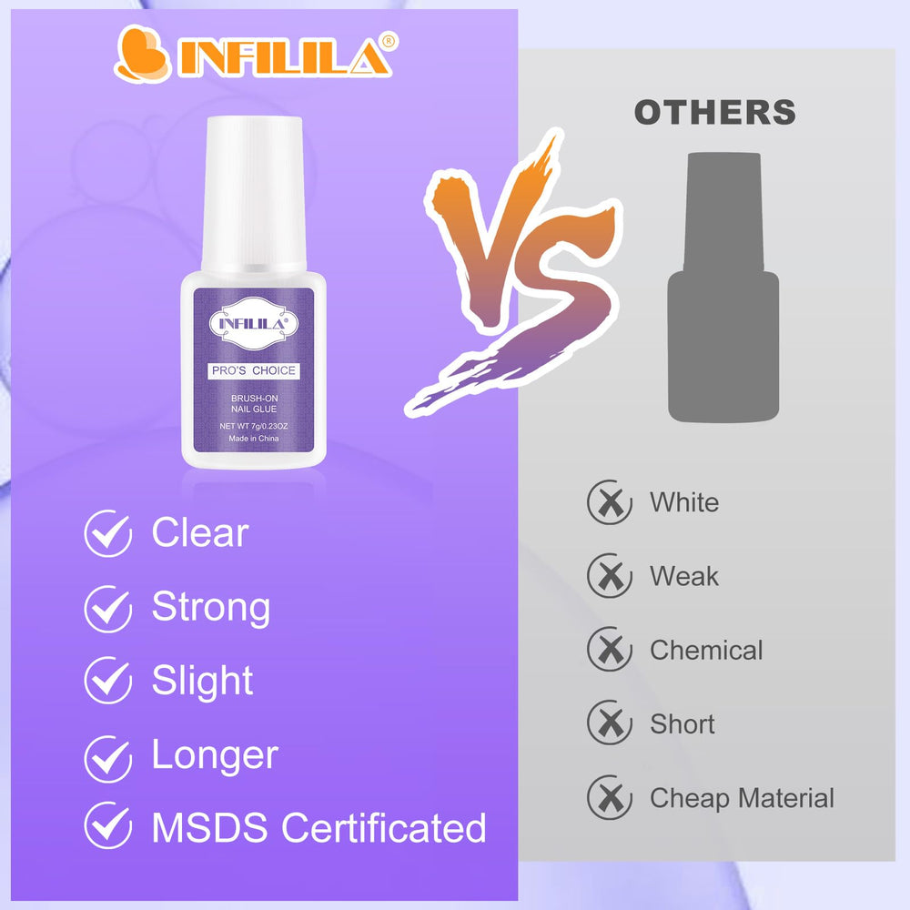 NXJ INFILILA nail tip application demonstrating strong adhesive hold benefit