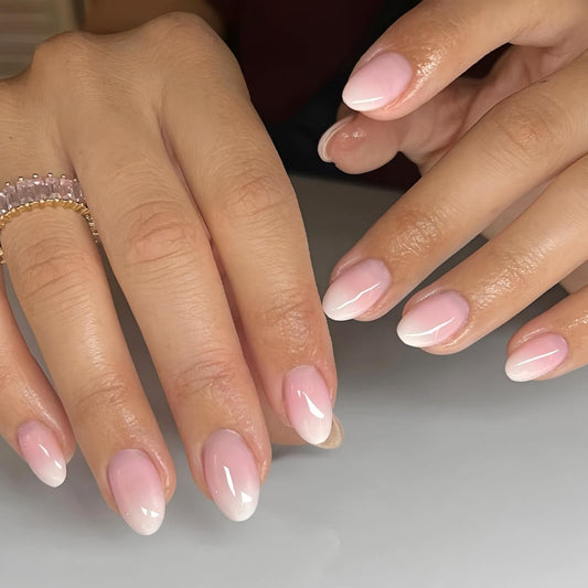 Nxtpz front packaging showing 32-piece pink ombre set and contents for easy selection