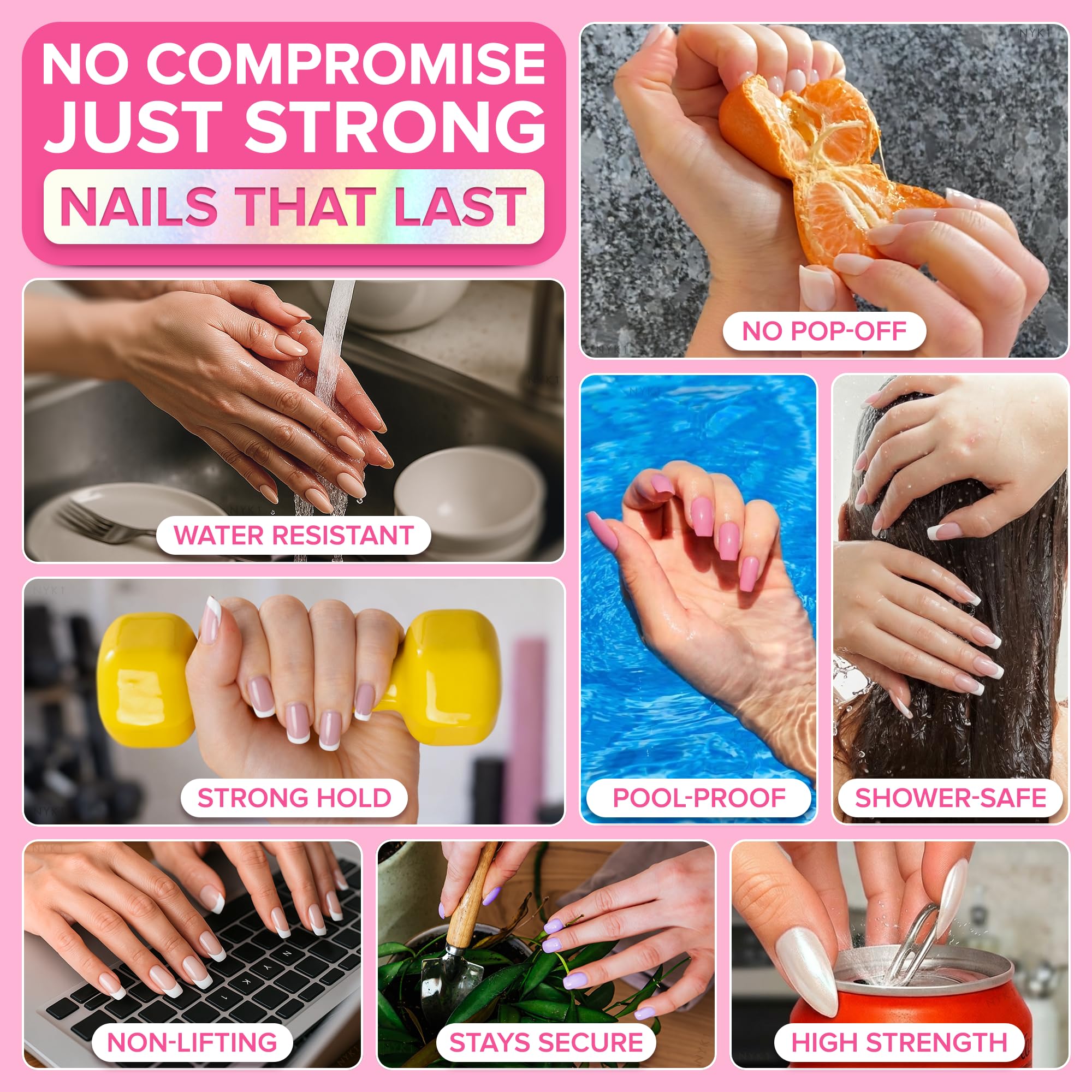 NYK1 NailBond bottle with cap off highlighting sealed storage and brush protection