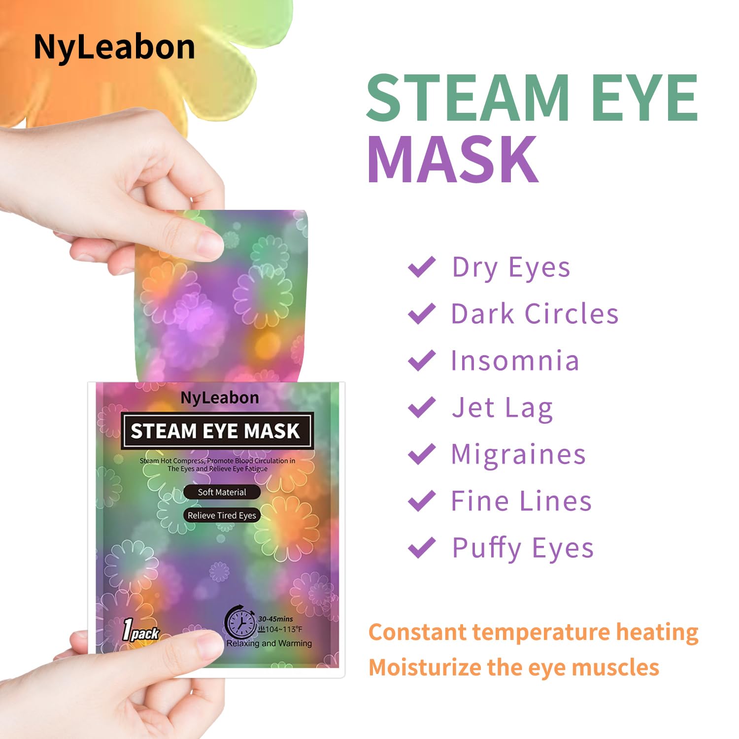 NyLeabon mask used on airplane seat illustrating calming travel relief